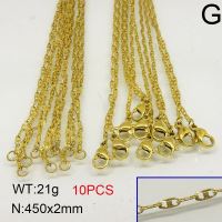 304 Stainless Steel Necklace Making,Mariner link chains,Vacuum Plating Gold,2x450mm,about 21g/package,10 pcs/package,6N20405vila-389