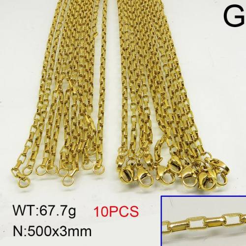 304 Stainless Steel Necklace Making,VenetianBox Chain,Vacuum Plating Gold,3x500mm,about 67.7g/package,10 pcs/package,6N20413vila-389