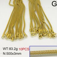 304 Stainless Steel Necklace Making,Mesh Chain,Lantern Chains,Unwelded,Vacuum Plating Gold,3x500mm,about 83.2g/package,10 pcs/package,6N20414vkla-389
