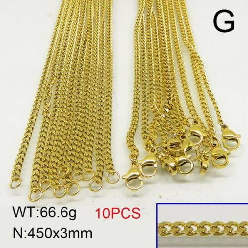 304 Stainless Steel Necklace Making,Twisted Curb Chains,Faceted,Vacuum Plating Gold,3x450mm,about 66.6g/package,10 pcs/package,6N20418bipa-389