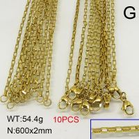 304 Stainless Steel Necklace Making,VenetianBox Chain,Vacuum Plating Gold,2x500mm,about 54.4g/package,10 pcs/package,6N20421biib-389