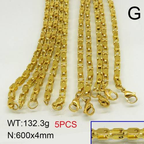 304 Stainless Steel Necklace Making,Link Chains,Vacuum Plating Gold,4x600mm,about 132.3g/package,5 pcs/package,6N20425akha-389