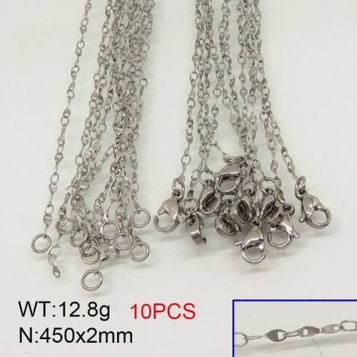 304 Stainless Steel Necklace Making,Twisted Link Chains,True Color,2x450mm,about 12.8g/package,10 pcs/package,6N20431ajvb-389