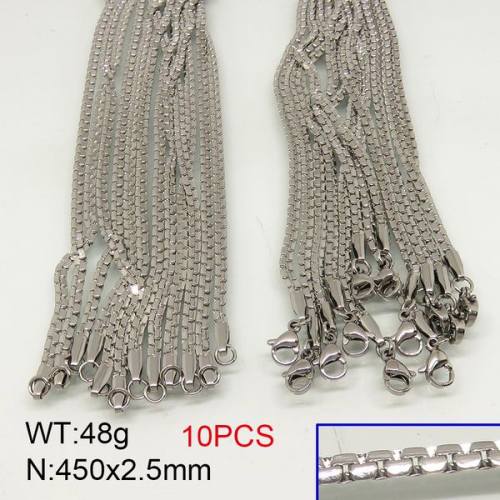 304 Stainless Steel Necklace Making,FlatBox Chain,True Color,2.5x450mm,about 48g/package,10 pcs/package,6N20432ajka-389