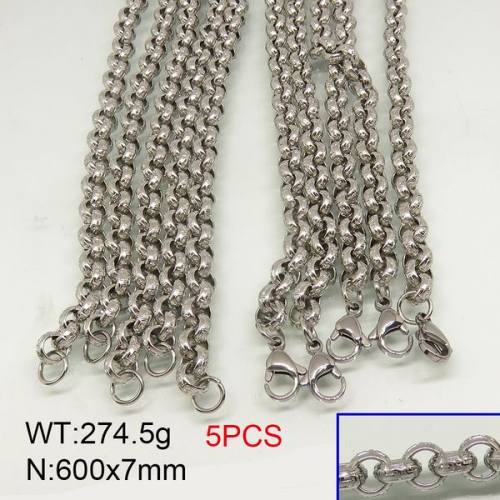 304 Stainless Steel Necklace Making,Rolo Chains,True Color,7x600mm,about 274.5g/package,5 pcs/package,6N20433amka-389