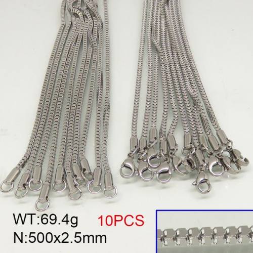 304 Stainless Steel Necklace Making,Link Chains,True Color,2.5x500mm,about 69.4g/package,10 pcs/package,6N20436bkab-389