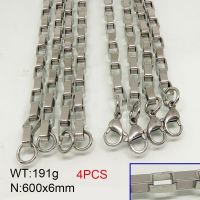 304 Stainless Steel Necklace Making,VenetianBox Chain,True Color,6x600mm,about 191g/package,4 pcs/package,6N20437aivb-389