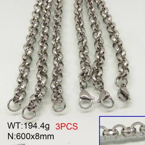 304 Stainless Steel Necklace Making,Rolo Chains,True Color,8x600mm,about 194.4g/package,3 pcs/package,6N20438ahlv-389