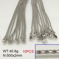 304 Stainless Steel Necklace Making,Unwelded Popcorn Chains ,True Color,2x500mm,about 40.8g/package,10 pcs/package,6N20439vila-389