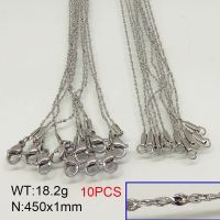304 Stainless Steel Necklace Making,Twisted Serpentine Chains,True Color,1x450mm,about 18.2g/package,10 pcs/package,6N20440vila-389