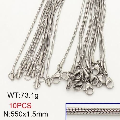 304 Stainless Steel Necklace Making,Round Snake Chain,True Color,1.5x550mm,about 73.1g/package,10 pcs/package,6N20673vila-452
