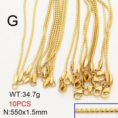 304 Stainless Steel Necklace Making,Soldered Serpentine Chains,Vacuum Plating Gold,1.5x550mm,about 34.7g/package,10 pcs/package,6N20674bkab-452