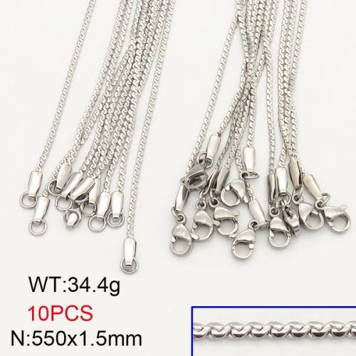 304 Stainless Steel Necklace Making,Soldered Serpentine Chains,True Color,1.5x550mm,about 34.4g/package,10 pcs/package,6N20675vila-452