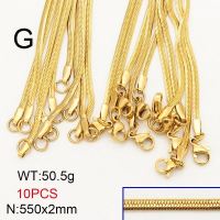 304 Stainless Steel Necklace Making,Handmade Soldered Herringbone Chains,Vacuum Plating Gold,2x550mm,about 50.5g/package,10 pcs/package,6N20676vkla-452
