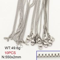 304 Stainless Steel Necklace Making,Box Chain,Square,True Color,2x550mm,about 59.6g/package,10 pcs/package,6N20683ahlv-452
