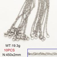 304 Stainless Steel Necklace Making,Soldered Singapore Chains,True Color,2x450mm,about 19.3g/package,10 pcs/package,6N20685vila-474