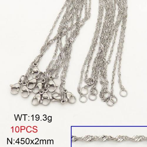 304 Stainless Steel Necklace Making,Soldered Singapore Chains,True Color,2x450mm,about 19.3g/package,10 pcs/package,6N20685vila-474