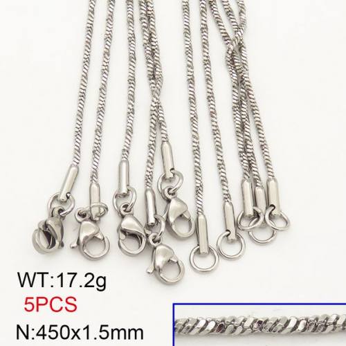 304 Stainless Steel Necklace Making,Twisted Square Snake Chains,True Color,1.5x450mm,about 17.2g/package,5 pcs/package,6N20686aiov-474