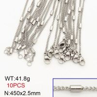 304 Stainless Steel Necklace Making,Thin Rondelle Beads Satellite Chain,True Color,2.5x450mm,about 41.8g/package,10 pcs/package,6N20691ajia-474