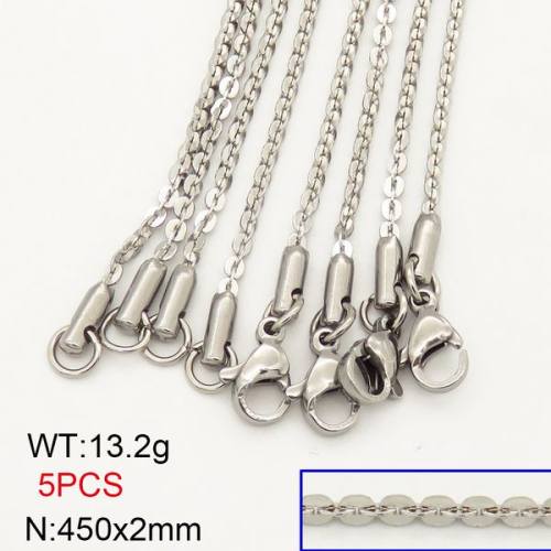 304 Stainless Steel Necklace Making,Unwelded Spool Cable Chains,True Color,2x450mm,about 13.2g/package,5 pcs/package,6N20693ahlv-474