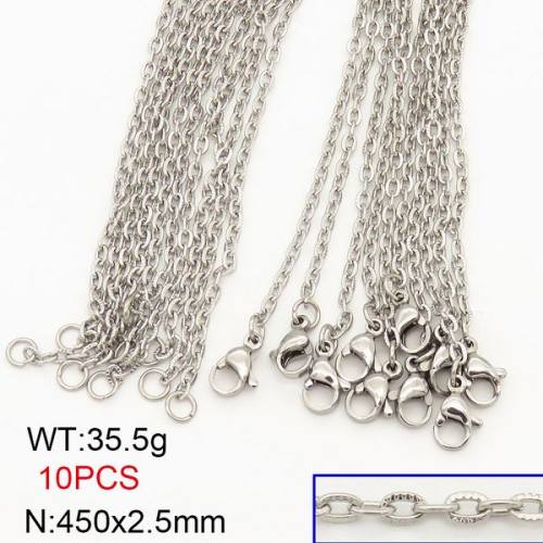 304 Stainless Steel Necklace Making,Textured Cable Chains Link Chains,True Color,2.5x450mm,about 35.5g/package,10 pcs/package,6N20694aiov-474