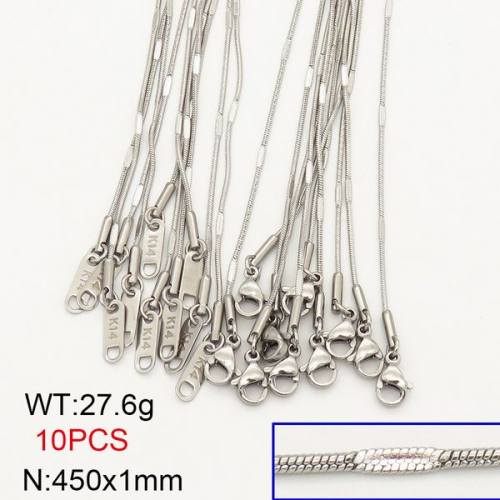304 Stainless Steel Necklace Making,Oval Dapped Round Snake Chain,True Color,1x450mm,about 27.6g/package,10 pcs/package,6N20695aiov-474