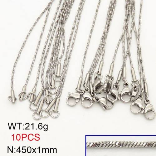 304 Stainless Steel Necklace Making, Square Snake Chains,True Color,1x450mm,about 21.6g/package,10 pcs/package,6N20697aiov-474