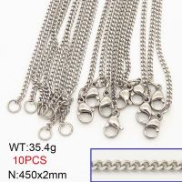 304 Stainless Steel Necklace Making,Cuban Chain,Twisted Curb Chains,True Color,2x450mm,about 35.4g/package,10 pcs/package,6N20699vhmv-474