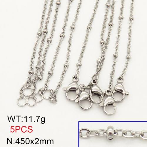 304 Stainless Steel Necklace Making,Cable Satellite Chains,True Color,2x450mm,about 11.7g/package,5 pcs/package,6N20701bhva-474