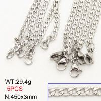 304 Stainless Steel Necklace Making,Curb Chains,Textured Twisted Curb Chains,True Color,3x450mm,about 29.4g/package,5 pcs/package,6N20703vhkb-474