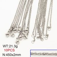 304 Stainless Steel Necklace Making,Unwelded Rope Chains,True Color,2x450mm,about 21.3g/package,10 pcs/package,6N20709vila-474