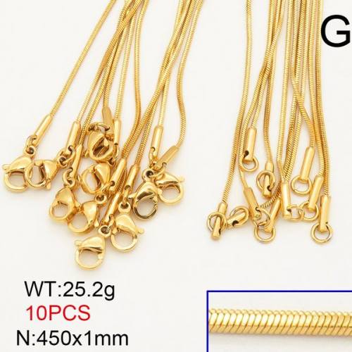 304 Stainless Steel Necklace Making,Square Snake Chains,Vacuum Plating Gold,1x450mm,about 25.2g/package,10 pcs/package,6N20714bjja-474