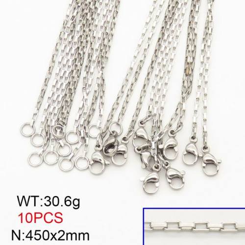 304 Stainless Steel Necklace Making,VenetianBox Chain,True Color,2x450mm,about 30.6g/package,10 pcs/package,6N20718vhov-474