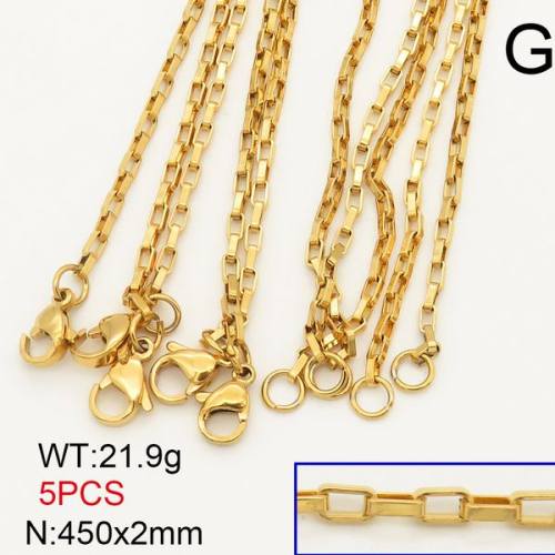 304 Stainless Steel Necklace Making,VenetianBox Chain,Vacuum Plating Gold,2x450mm,about 21.9g/package,5 pcs/package,6N20719vhkb-474