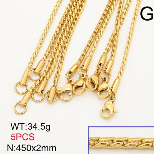 304 Stainless Steel Necklace Making,Soldered Serpentine Chains,Vacuum Plating Gold,2x450mm,about 34.5g/package,5 pcs/package,6N20723vihb-474