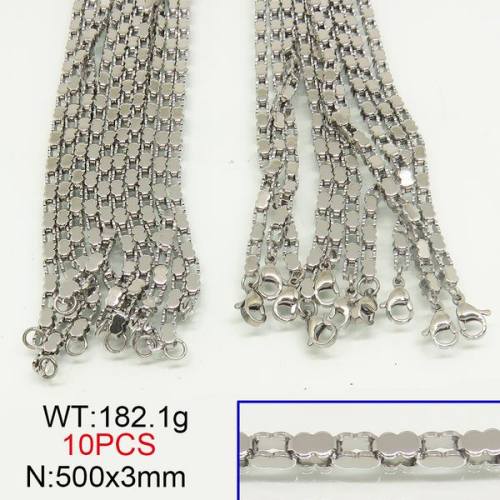 304 Stainless Steel Necklace Making,VenetianBox Chain,True Color,3x500mm,about 182.1g/package,10 pcs/package,6N20848amaa-389
