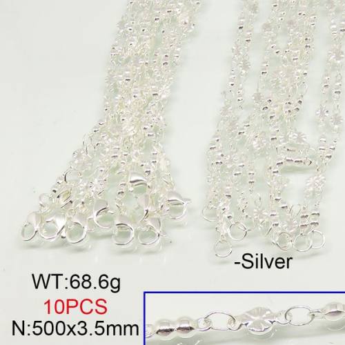 304 Stainless Steel Necklace Making,Textured Flat Round Link Chain,Silver plated,3.5x500mm,about 68.6g/package,10 pcs/package,6N20852blla-389