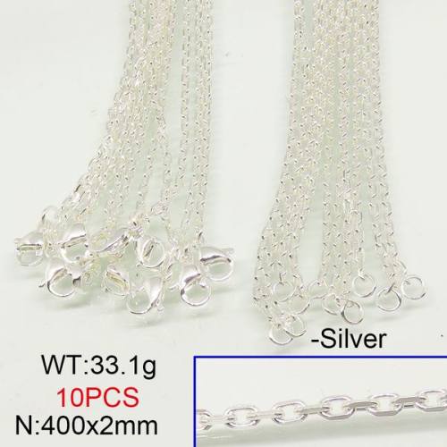 304 Stainless Steel Necklace Making,Soldered Spool Cable Chains,Silver plated,2x450mm,about 33.1g/package,10 pcs/package,6N20853ajvb-389