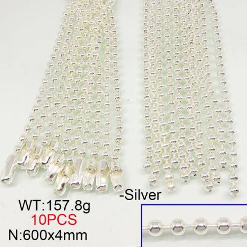 304 Stainless Steel Necklace Making,Ball Chain,Silver plated,4x600mm,about 157.8g/package,10 pcs/package,6N20861vkla-389