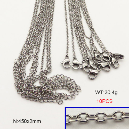 304 Stainless Steel Necklace Making,Cable Chains,True Color,2x450mm,about 30.4g/package,10 pcs/package,6N21099vbpb-476