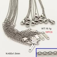 304 Stainless Steel Necklace Making,Cable Chains,True Color,1.5x400mm,about 19.1g/package,10 pcs/package,6N21100bhva-476