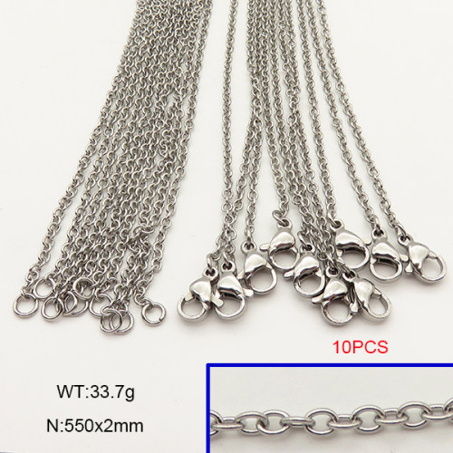 304 Stainless Steel Necklace Making,Cable Chains,True Color,2x550mm,about 33.7g/package,10 pcs/package,6N21105bbok-476