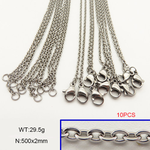 304 Stainless Steel Necklace Making,Cable Chains,True Color,2x500mm,about 29.5g/package,10 pcs/package,6N21109bbnk-476