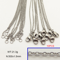 304 Stainless Steel Necklace Making,Cable Chains,True Color,1.5x500mm,about 21.3g/package,10 pcs/package,6N21110bbnk-476