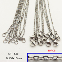 304 Stainless Steel Necklace Making,Cable Chains,True Color,1.5x450mm,about 18.5g/package,10 pcs/package,6N21111vbnb-476