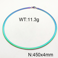304 Stainless Steel Necklace,Collar & Omega Chain,Vacuum Plating Five Color,4x450mm,about 11.3g/package,1 pcs/package,6N21231bbml-452