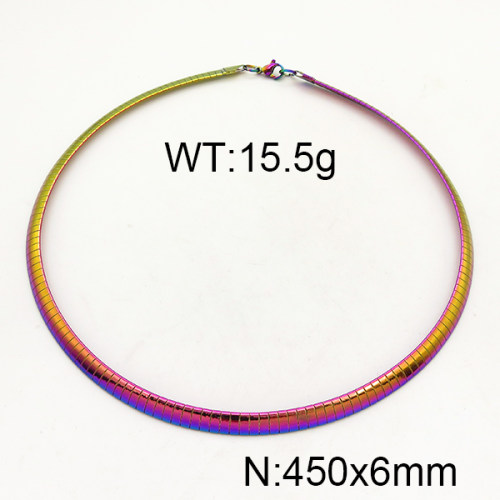 304 Stainless Steel Necklace,Collar & Omega Chain,Vacuum Plating Five Color,6x450mm,about 15.5g/package,1 pcs/package,6N21232vbnl-452