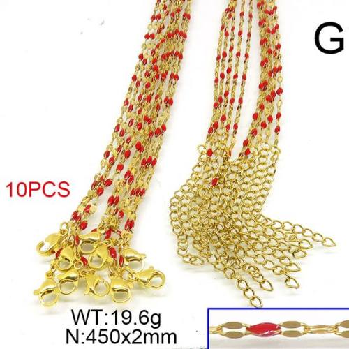 304 Stainless Steel Necklace Making,Flat Oval Beaded Enamel Cable Chains,Vacuum Plating Gold,2x450mm,about 19.6g/package,10 pcs/package,6N30161alia-452