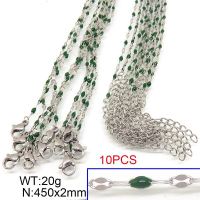 304 Stainless Steel Necklace Making,Soldered Enamel Cable Chains,Dapped Chains,Decorative Chains,With Falt Oval Connector,True Color,2x450mm,about 20g/package,10 pcs/package,6N30164aknb-452