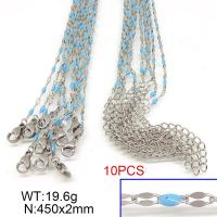 304 Stainless Steel Necklace Making,Soldered Enamel Cable Chains,Dapped Chains,Decorative Chains,With Falt Oval Connector,True Color,2x450mm,about 19.6g/package,10 pcs/package,6N30166aknb-452